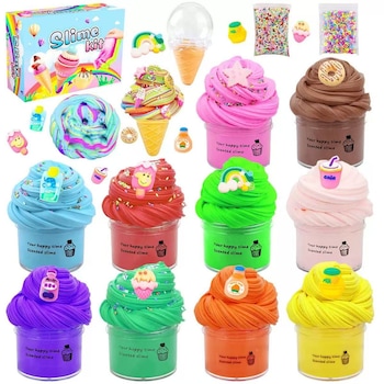 Set de slime mini butter 9 pachete, 10 culori, 50ML, jucarie pentru dezvoltarea creativitatii