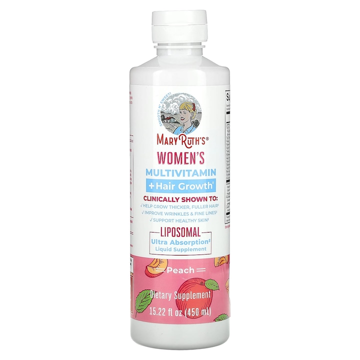MaryRuth's, Multivitamine pentru cresterea parului pentru femei, Piersica, 450 ml