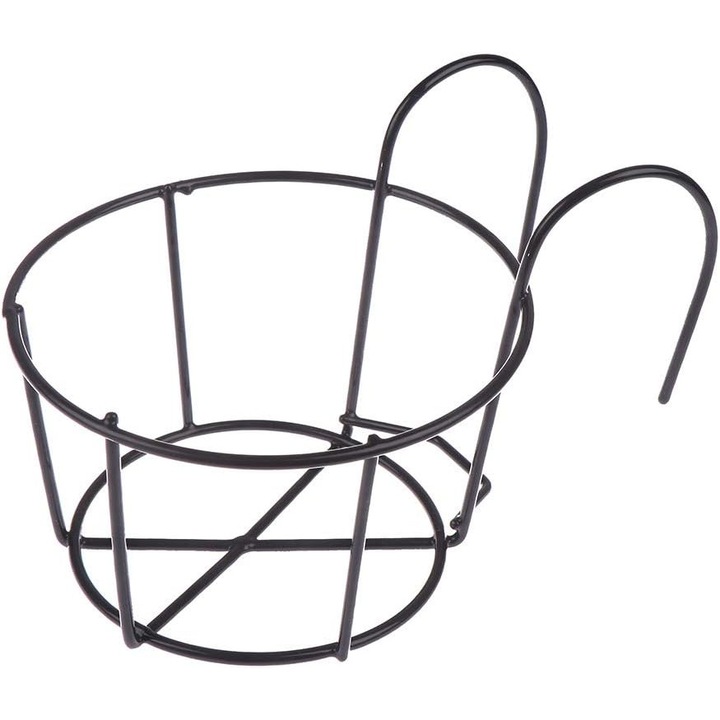 Suport ghiveci suspendat metalic negru 25x18.5x14.5cm, capacitate 40l