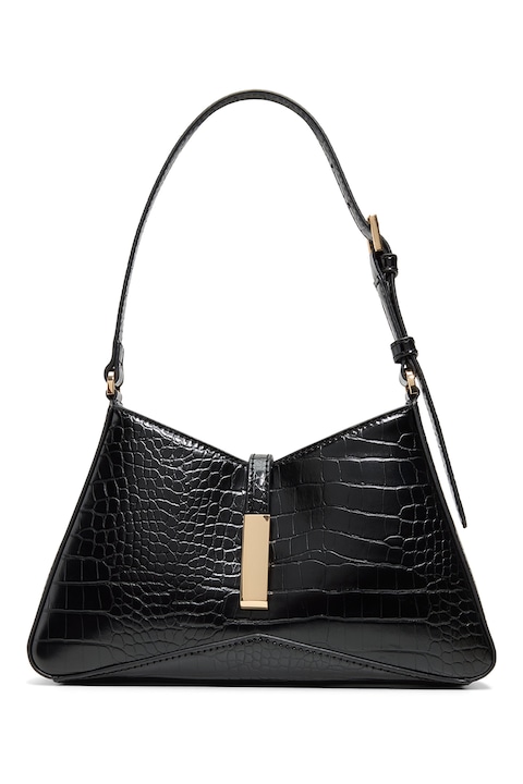 Aldo, Geanta cu bareta de umar detasabila si model crocodil Julietta, Negru