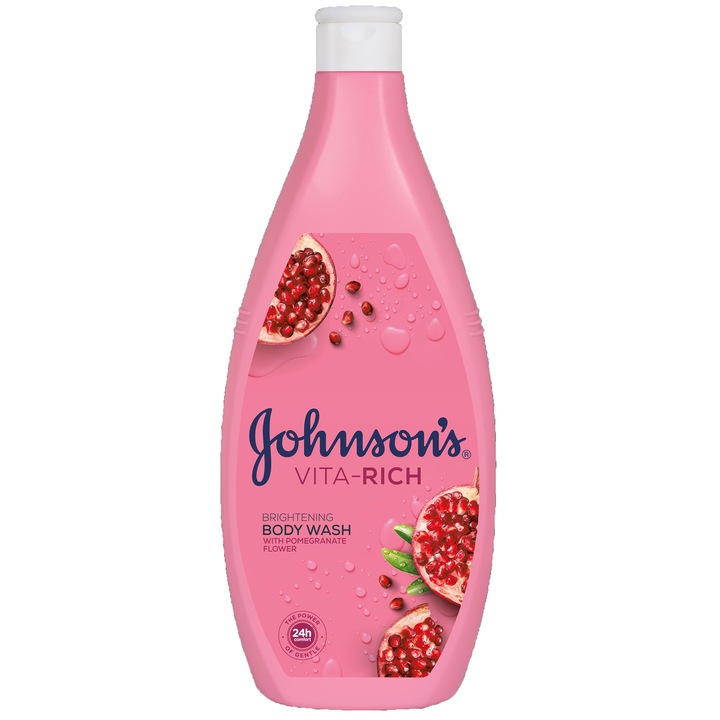 Освежаващ душ гел JOHNSON'S® VITA-RICH, С цвят от нар и растителен глицерин, 750 мл