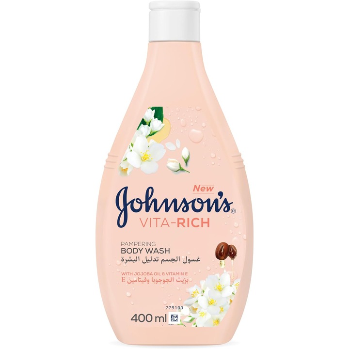 Подхранващ душ гел JOHNSON'S® VITA RICH, С масло от жожоба и витамин Е, 400 мл