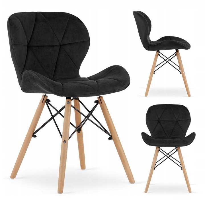 Scaun Just Sit RIPIANO, design modern, negru, 48x52,5x74 cm, 1 set