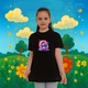 Tricou Alfabet Litera Q cu Stitch Roz fericit, explozie de culori, Copii, 100% bumbac, Cri-Flo, Culoare Negru, Marime 7-8 ani, 134 CM