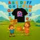 Tricou Alfabet Litera Q cu Stitch Roz fericit, explozie de culori, Copii, 100% bumbac, Cri-Flo, Culoare Negru, Marime 7-8 ani, 134 CM