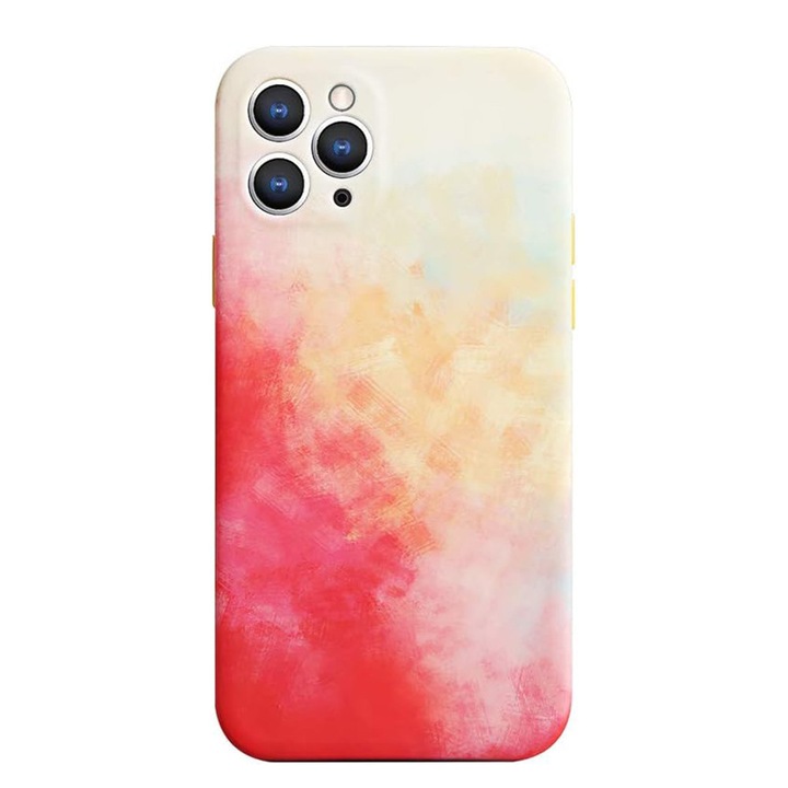 Калъф Touch Of Canvas за Apple iPhone 7/8G/SE2020, Ярки цветове, Артистичен дизайн, Пълна защита, Устойчив TPU, Удароустойчив, Оригинална защита, Устойчив на надраскване, Внимателно изработени покрития, Жълт/Розов