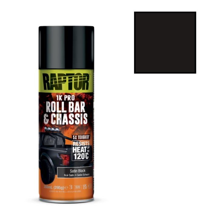 Vopsea spray Raptor bara de protectie rollbar si sasiu- Negru Satin- 366 ml