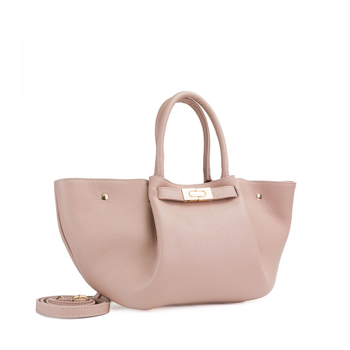 Poseta Piele Adele - Roz Pudra, Geanta Casual din Piele Naturala, Geanta, Genti