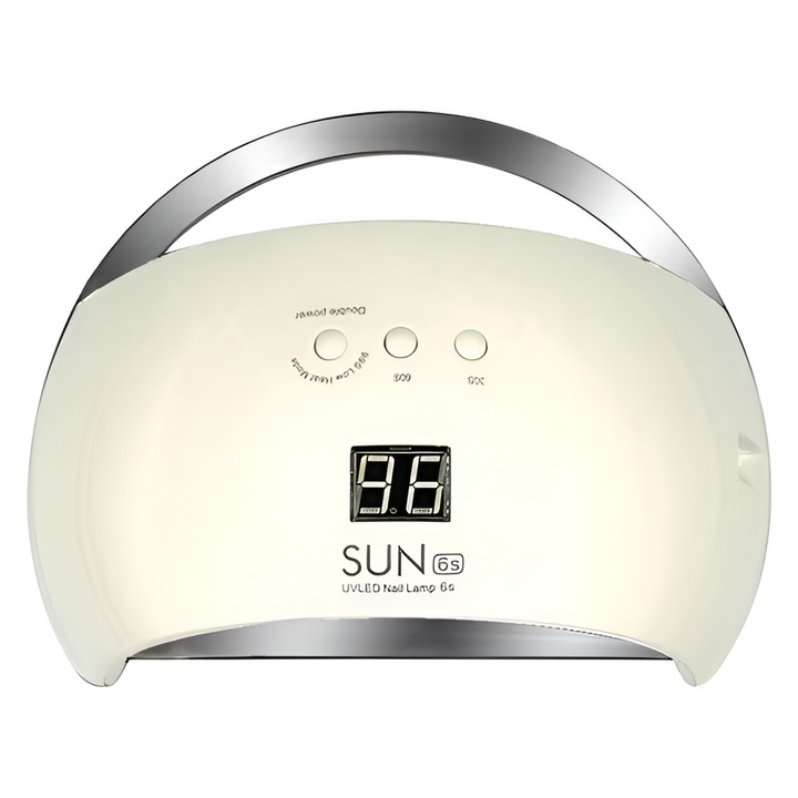 LED лампа за нокти GermaNova™, 21 SUN6 светодиода, 48W, таймер, LCD дисплей, бяла