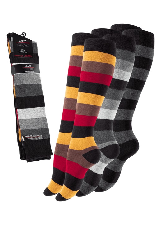 Sosete dama cu dungi - Set de 3 perechi, Multicolor, 35-38