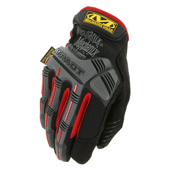 Mechanix Wear M-Pact sportkesztyű, TPR védelemmel, D3O anyagból, fekete/piros