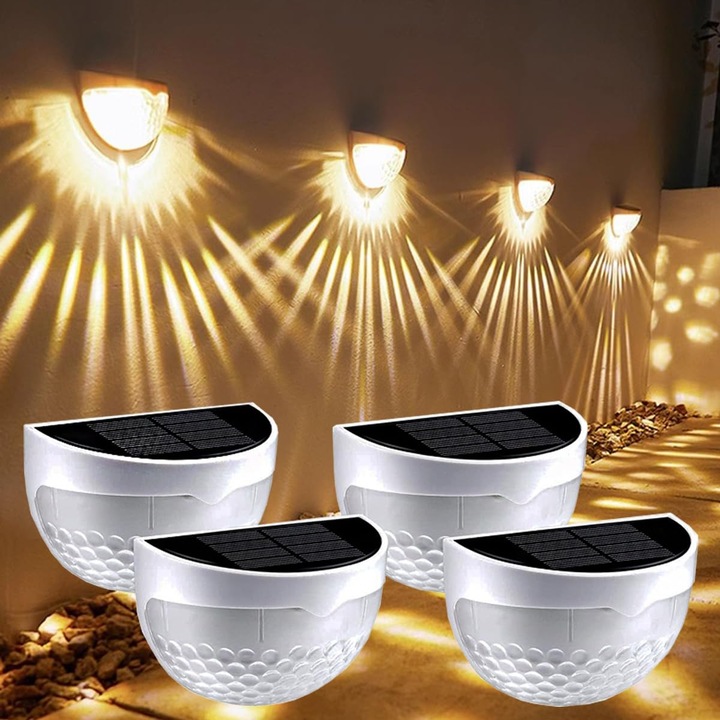 Kinggoo Lumini Solare Pentru Gard, Lumini De Gradina Exterioare, Lumini Decorative, Lumini Led De Perete, Impermeabile, Lumini Exterioare Cu Energie Solara Pentru Perete, Gradina, Terasa, Gard, Curte, Garaj, Scari