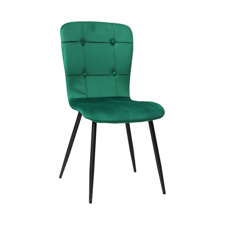 Scaun ARTA TABLE Luca, metal negru, textil verde, 92x44cm