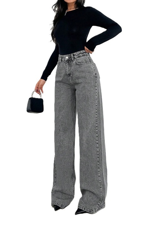 Blugi Dama, Evazati Cu Talie Inalta, Gri