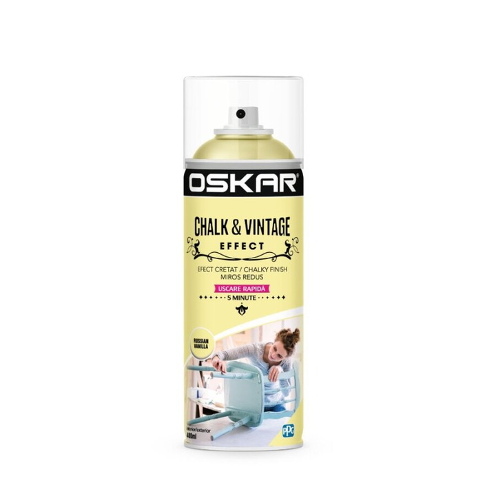 Spray OSKAR Chalk&Vintage Effect, Vanilla, Mat, 400 ML