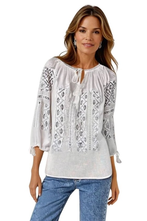 Bluza dama tip ie R256, Alb/Argintiu