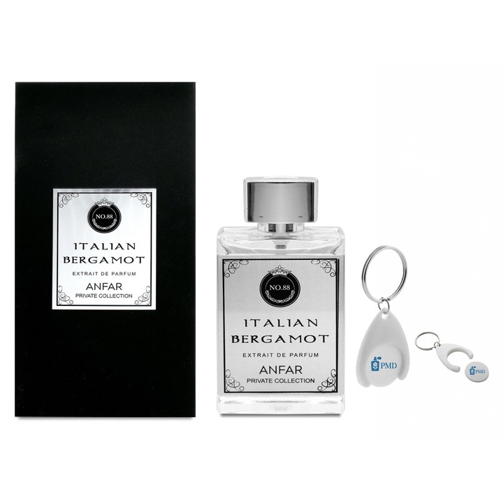 Anfar olasz bergamott kivonatos parfüm szett férfiaknak, 50ml, személyre szabott "PMD" kulcstartóval