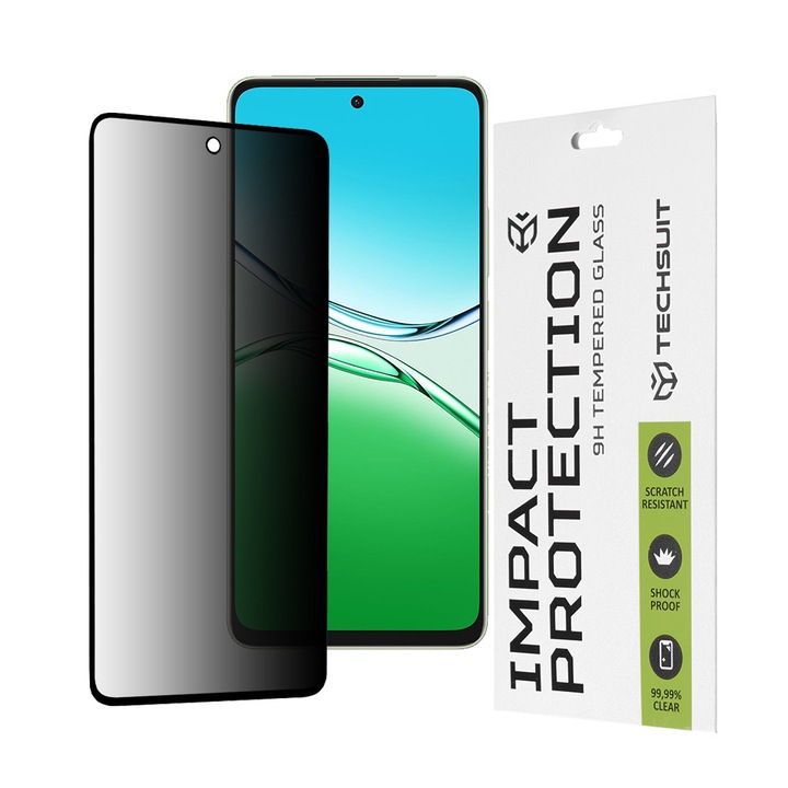 Edzett üveg védőfólia Oppo A5 Pro 4G / A5 Pro 5G készülékhez, teljes körű adatvédelmet biztosító ragasztóval
