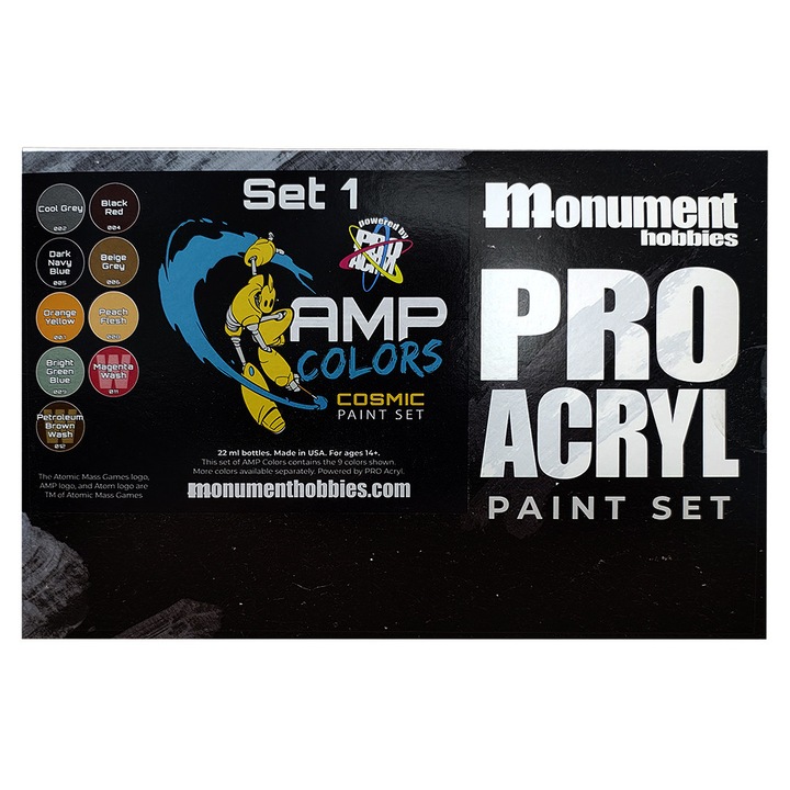 Pro Acryl AMP Colors Cosmic festékkészlet vol.1, Monument Hobbies, 9x22 ml