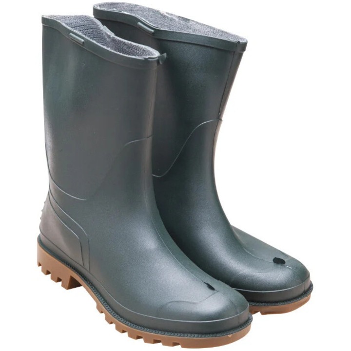 Khaki-borostyánsárga PVC munkavédelmi bakancs C06 43 28 cm