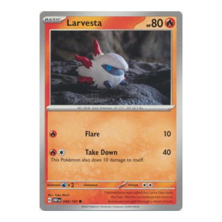 Pokémon Obsidian Flames Larvesta kártya 040/197 gyakori