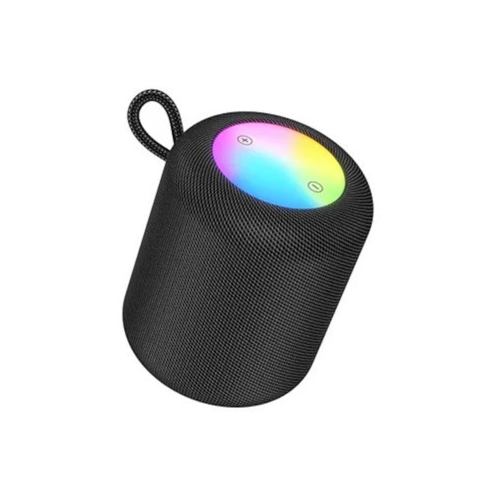 HOCO HC30 hordozható Bluetooth hangszóró, 5W, TWS, RGB pulzáló a zene ritmusára, fekete