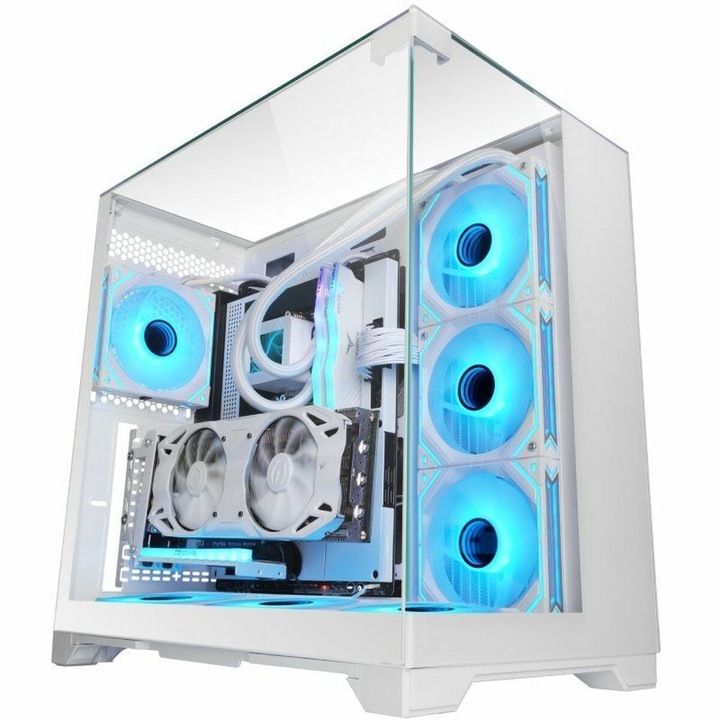 Mars Gaming MCPISIONW Midi-Tower ATX ház, fehér, 7 bővítőhellyel, kábelrendezővel