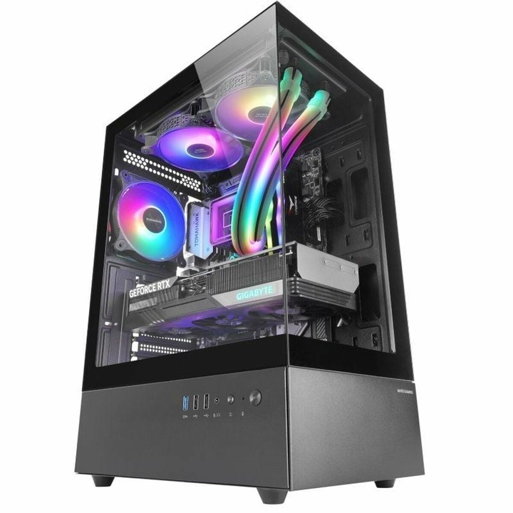 Carcasa ATX Semi-tower, Mars Gaming MCXO, 7 sloturi de expansiune, negru