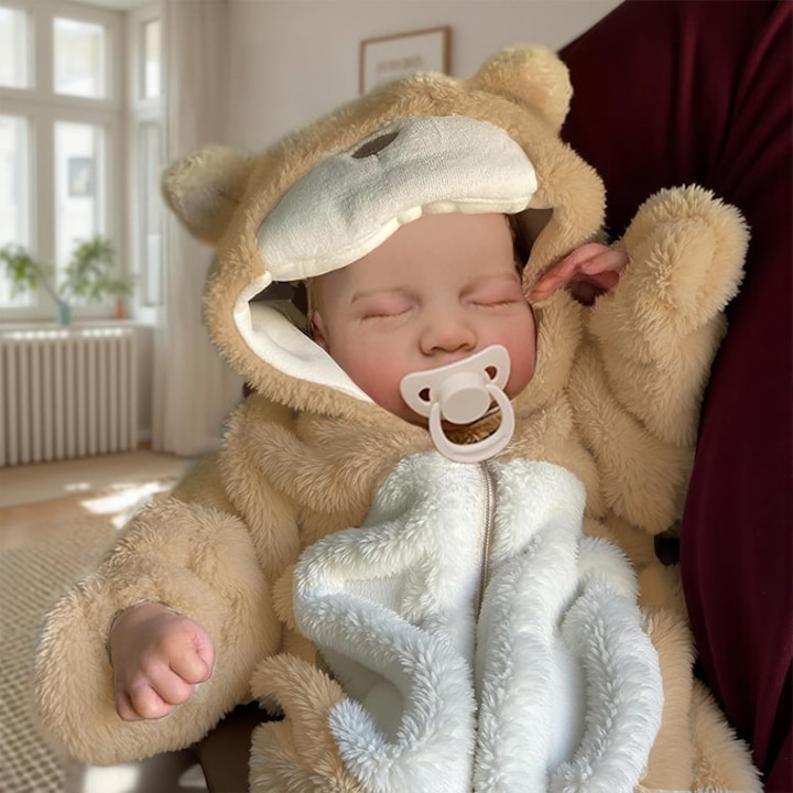 Baba, Excitat®, Vászon/Vinil anyag, Valósághű megjelenés, Magasság 45 cm, 0~3 hónapos, Jó ajándék gyermeked születésnapjára, karácsonyra vagy más ünnepekre, Sárga