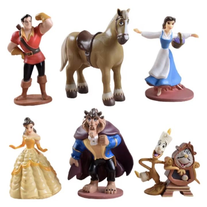 Комплект 6 фигурки Красавицата и Звяра, Красавицата и Звяра, 10-12 см, Многоцветни