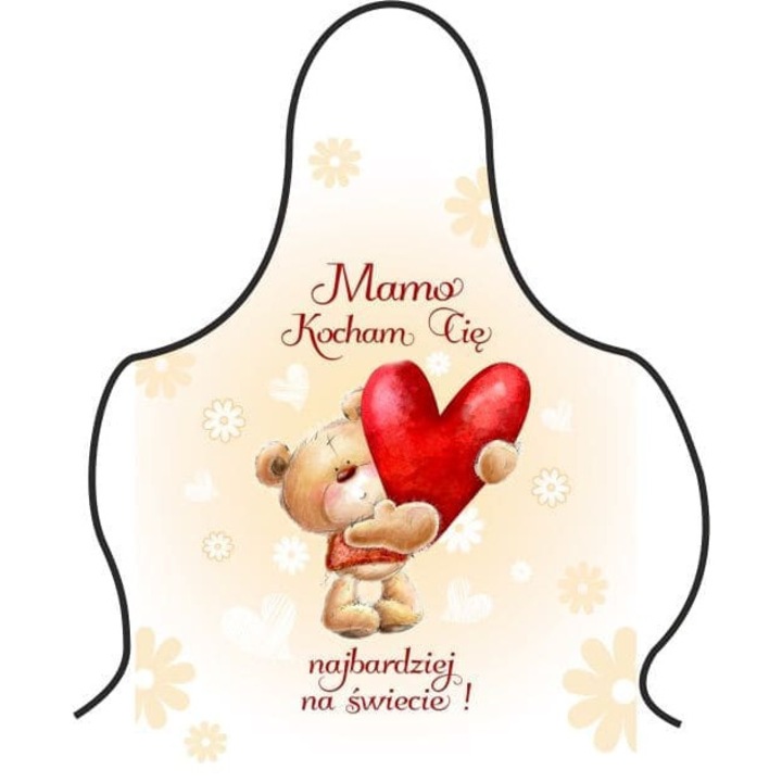 Sorturi bucatarie si gratar, AAron, Fartuch Mamo, Kocham Cie Najbardziej na Swiecie, 60x80cm, poliester, plamoodporn.