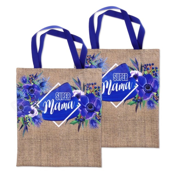 Geanta de cumparaturi AAron, 37x42cm, imprimeu dublu, cu manere