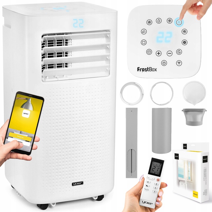 Aer condiționat portabil Yoer, 4in1, 2,93kW, WiFi, alb, 70x35.5x35cm