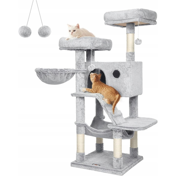 Котешко легло, Luka, XL, 135x49x49см, сиво-бял омбре, плюшен материал 500 г/м², многостепенно