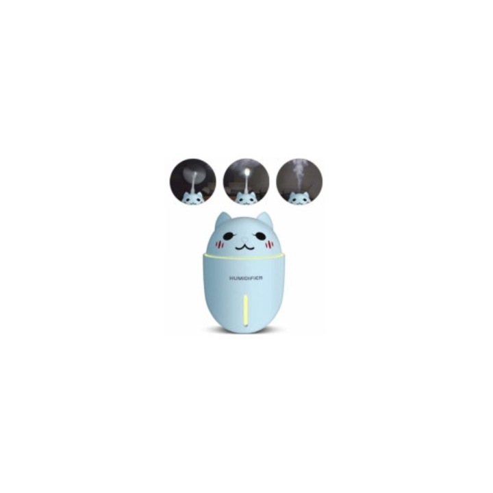 Umidificator ultrasonic WORLD 4 in 1, LED, functie de difuzare, 20 ore, albastru
