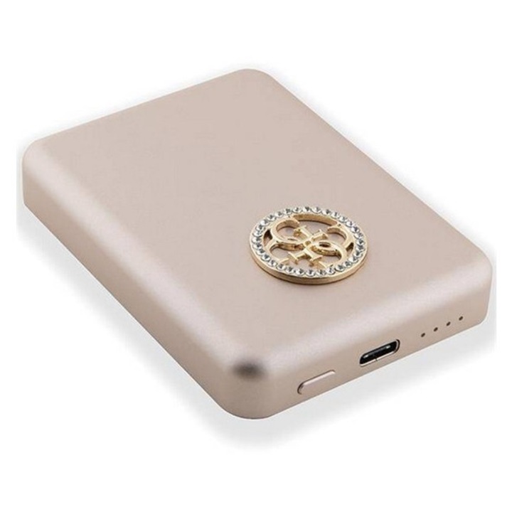 Guess 4g strassed metal logo vésztöltő type-c aljzat, 3000mah, 5w, magsafe, arany