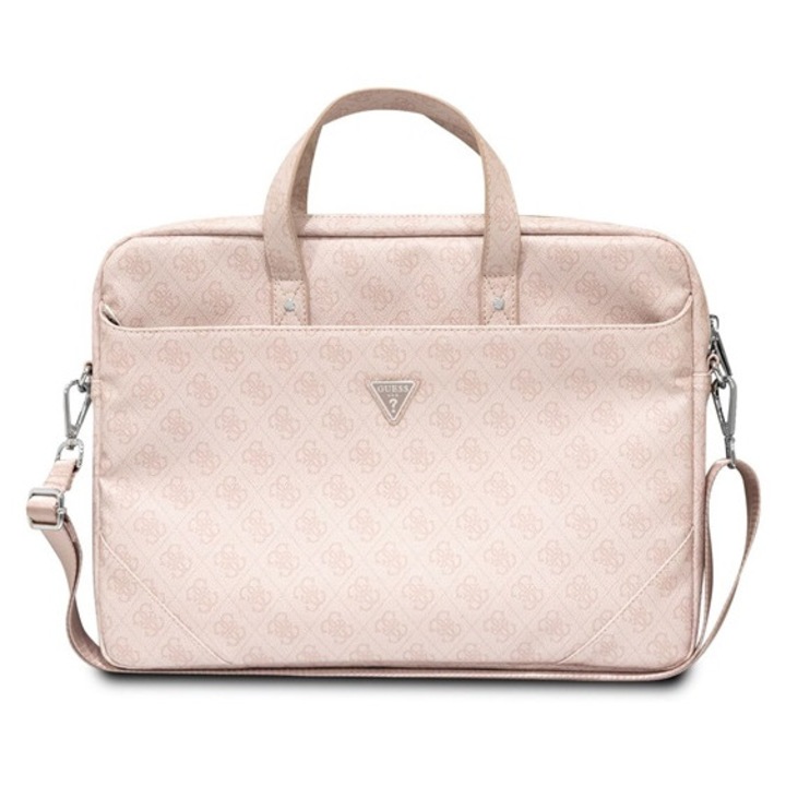 Guess 4g triangle laptop/notebook táska, univerzális, eco bőr hatású, vállpánt, 15-16" méret, rózsaszín