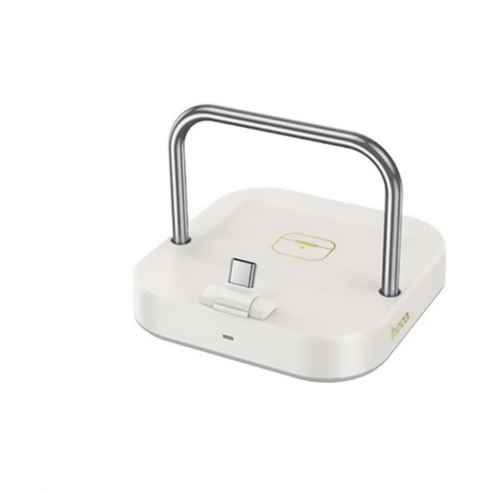 Hoco cq16b asztali töltőállvány 2in1, 5w, type-c, wireless, airpods töltő, fehér