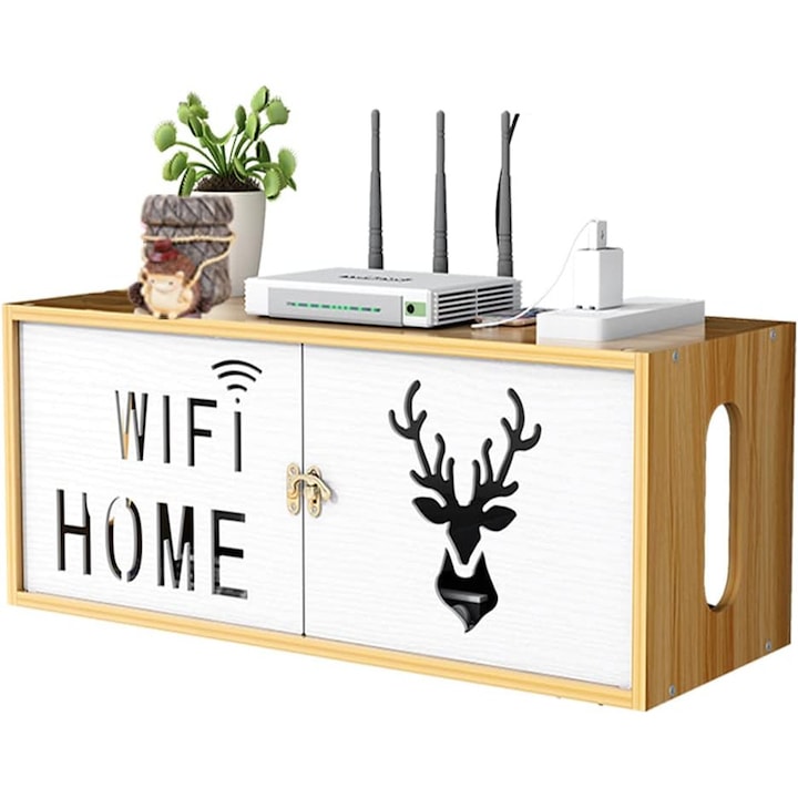 Wacorresi fali polc, WiFi router tárolódoboz, nyitott kialakítás, fehér, különböző méretek