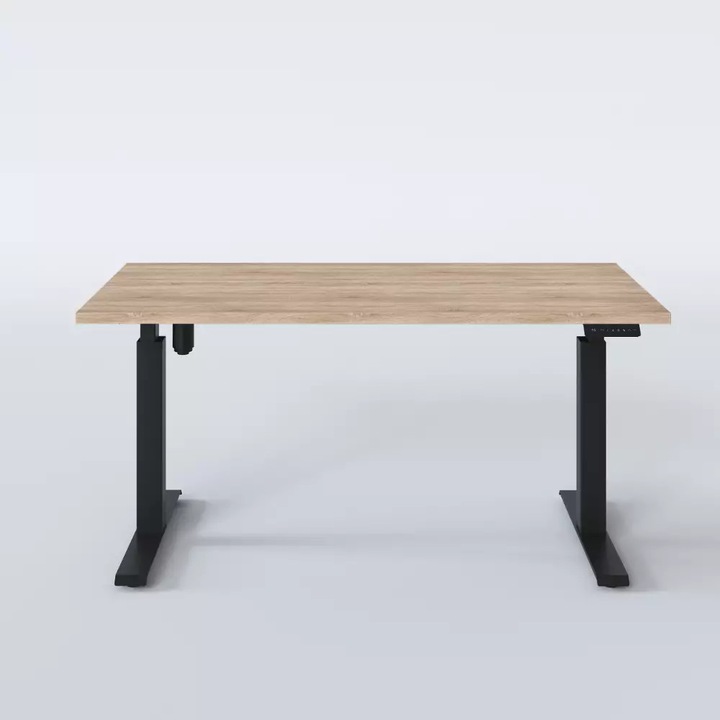 Електрическо бюро, KOLM, с регулируема височина, ПДЧ, дъб Сонома/черно, 138 x 68 см