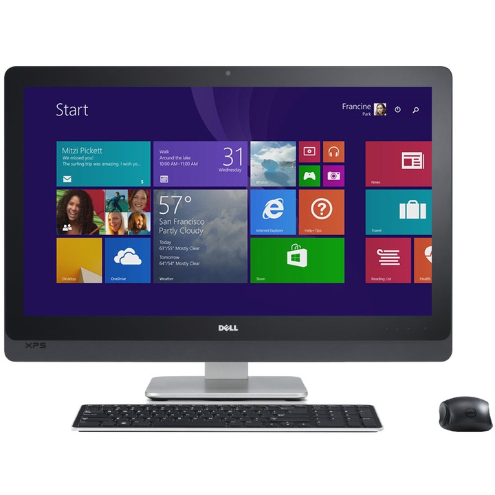 Sistem Desktop PC Dell All-in-One XPS One 27 cu procesor Intel® Core™ i7-4770s 3.10GHz, Haswell™, 27", QHD, Touch-screen, 16GB, 2TB + 32GB SSD, Blu-Ray Combo, nVidia GeForce GT 750M 2GB, Microsoft Windows 8.1