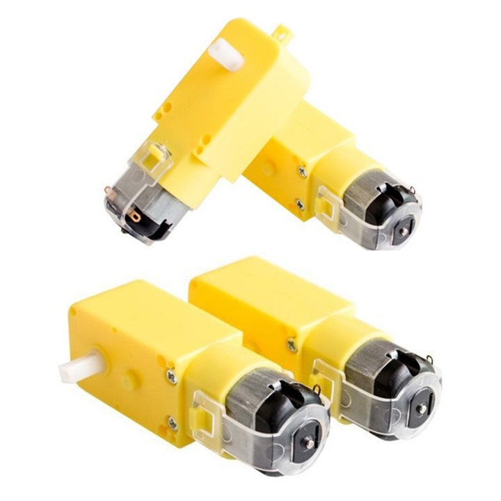Set 4 Motoare cu Cutie de Viteze 1:48, Dual Shaft, 3V-12V, Dimensiuni 36x32x14mm, pentru Proiecte Educationale STEM