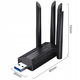Adaptor wireless USB 3.0, Zola, dual band, 2.4 GHz-5 GHz, 1300 Mbps, 4 antene, rotire 180°, 80 x 72 x 26 mm, negru