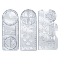 Set instrumente geometrie, multifunctional, plastic, 26.5x9.5cm, pentru elevi