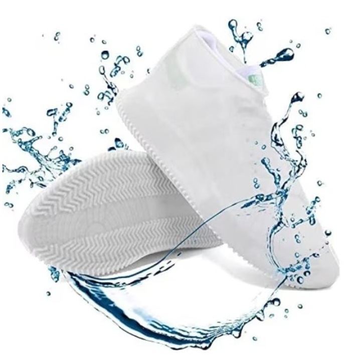 Husa Incaltaminte, Impermeabila, Antiderapanta, din Latex, 13 x 13 x 2 cm, Marime M 34-40 cm, Alb