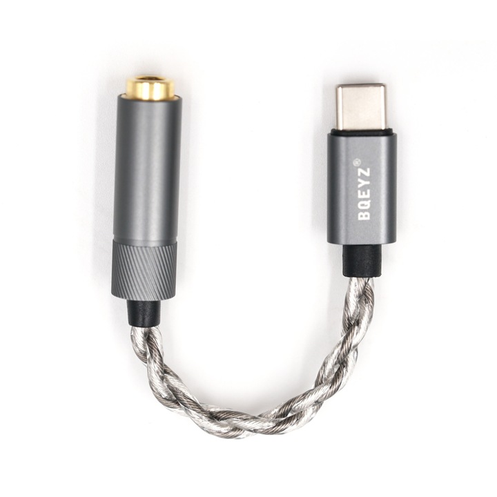 BQEYZ LIN C típusú - 4,4 mm-es fejhallgató-csatlakozó adapter HiFi 32 bites 384 kHz-es CX31993 DAC fejhallgató-erősítő dongle, C típusú