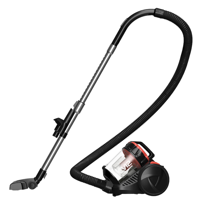 TurboTronic TT-CV12 porzsák nélküli porszívó, 700 W, 2,5 literes portartály, nagy hatékonyságú szűrő, 8 m működési sugár, fekete/piros