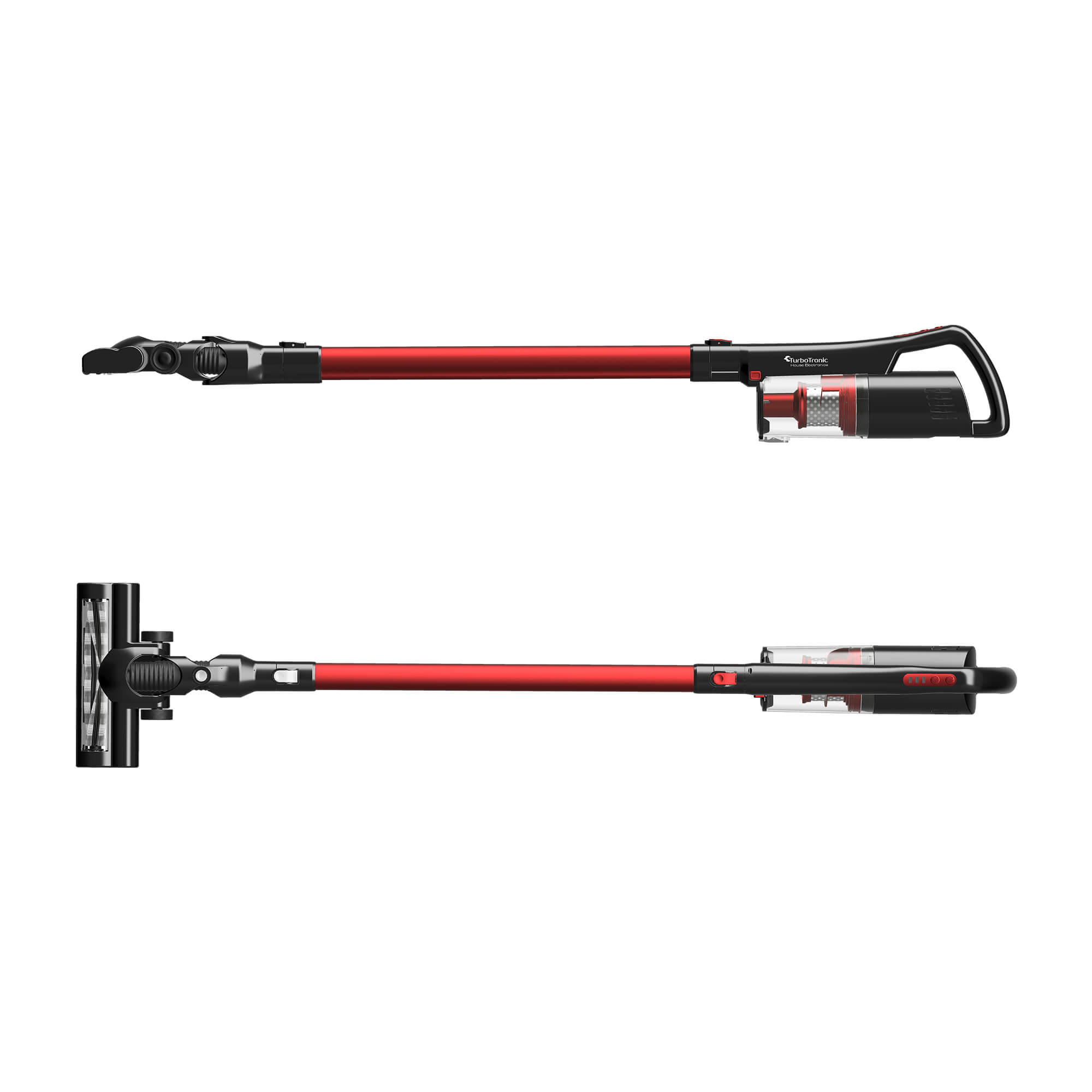 Aspirator cu laser 2in1 TurboTronic TT-LV8 Ultra-Light Stick, 0.7l, baterie Li-ion, 22, 2V, 40 minute autonomie, Rosu/Negru