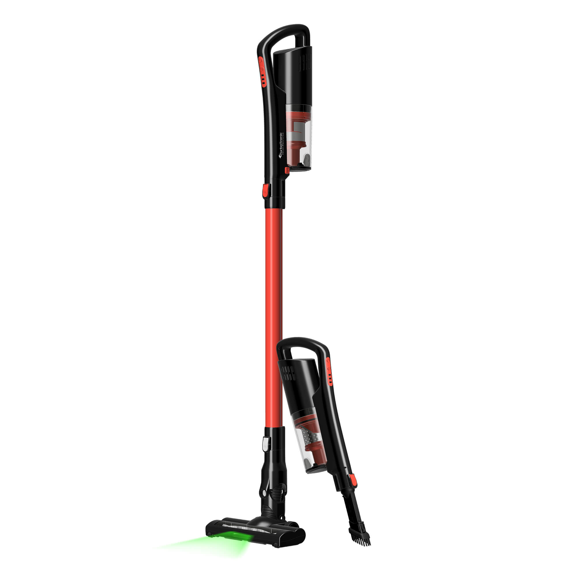 Aspirator cu laser 2in1 TurboTronic TT-LV8 Ultra-Light Stick, 0.7l, baterie Li-ion, 22, 2V, 40 minute autonomie, Rosu/Negru