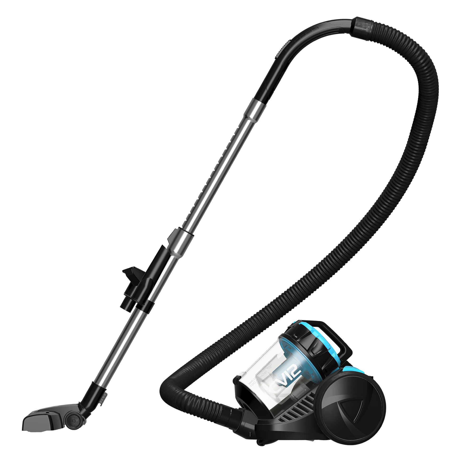 Aspirator fara sac TurboTronic TT-CV12, 800 W, recipient praf 2.5l, filtru de inalta eficienta, raza de operare 8m, negru/albastru